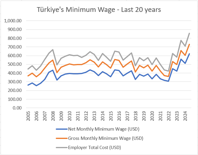 Türkiye's Minimum Wage - Last 20 Years